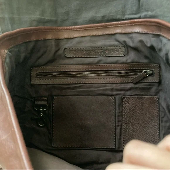 John Varvatos Leather Messenger Bag